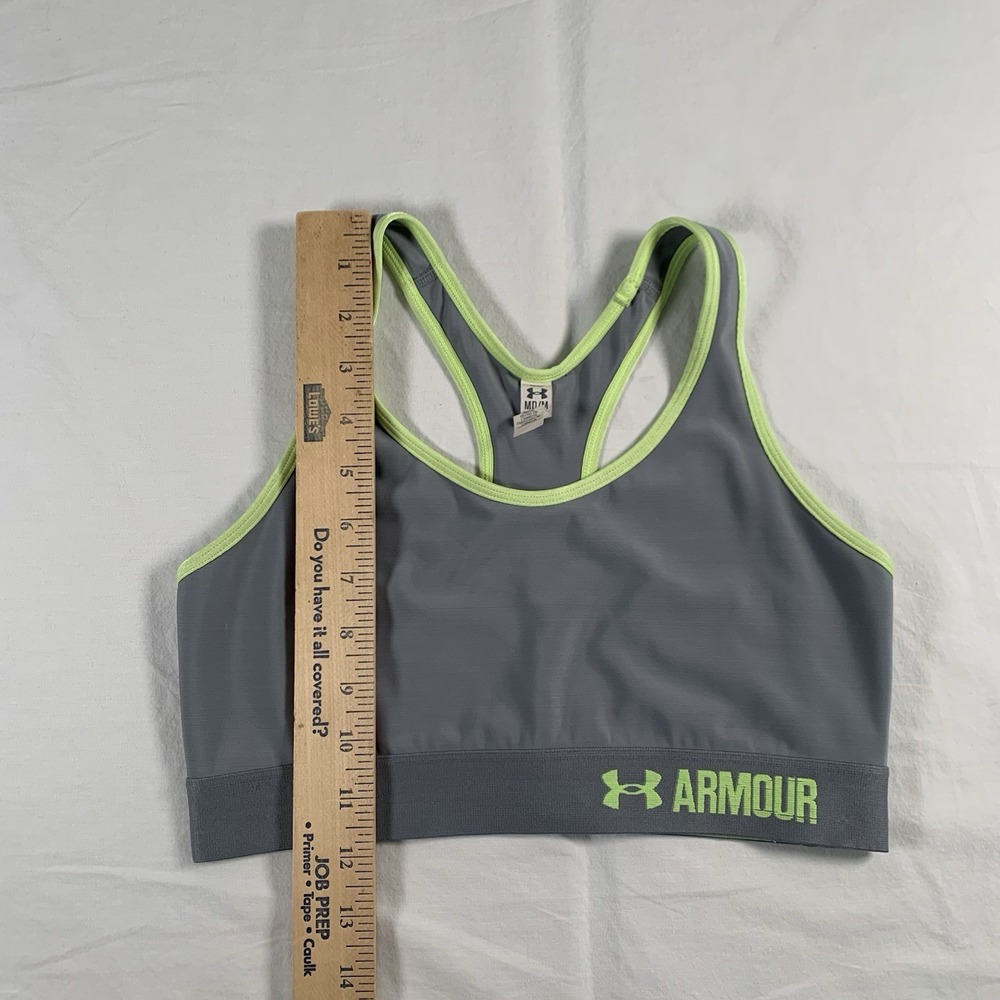 Under Armour Mid Crossback Women's Size M Gray Green Compression Sports Bra - Picture 6 of 7